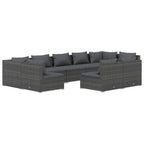 vidaXL Patio Lounge Set 9 Piece with Cushions Garden Outdoor Lawn Yard Terrace Balcony Seat Seating Sofa Lounge Set Furniture Gray Poly Rattan
