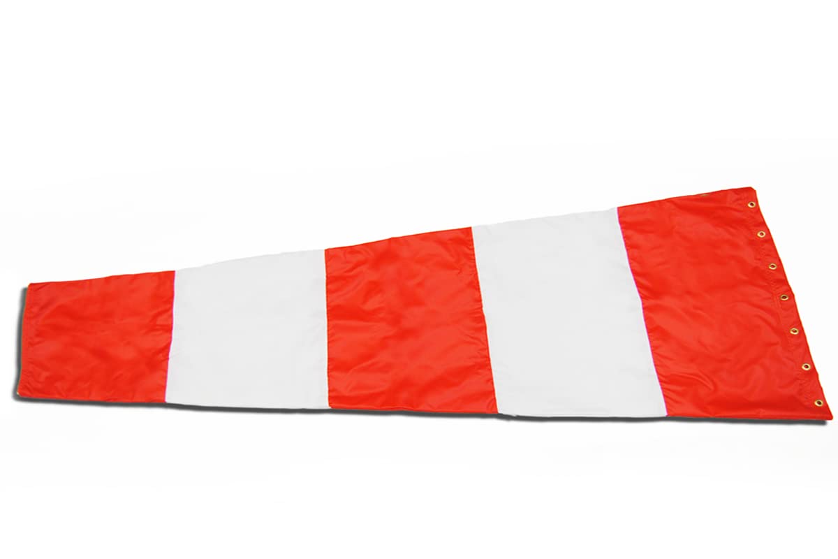 Airport Windsock Corporation 18' X 96' Orange And White Replacement Windsock 100% Usa Made
