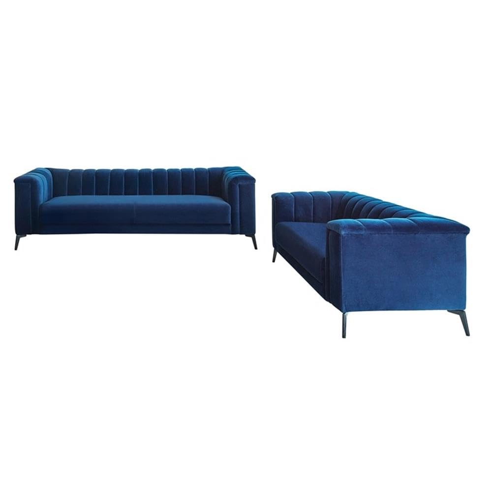 Coaster Home Furnishings Chalet 2-Piece Tuxedo Arm Blue Living Room Set (509211-S2)