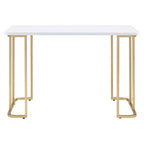 Acme Estie Wooden Top Writing Desk With Metal Sled Base In White And Gold