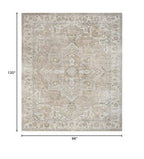 HomeRoots 521800 8 x 10 ft. Beige Oriental Power Loom Washable Rectangle Area Rug