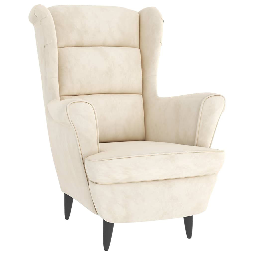 vidaXL Cream White Velvet Armchair - Cozy Upholstered Accent Chair with Sturdy Plywood Frame, Perfect for Living Room, Bedroom or Office