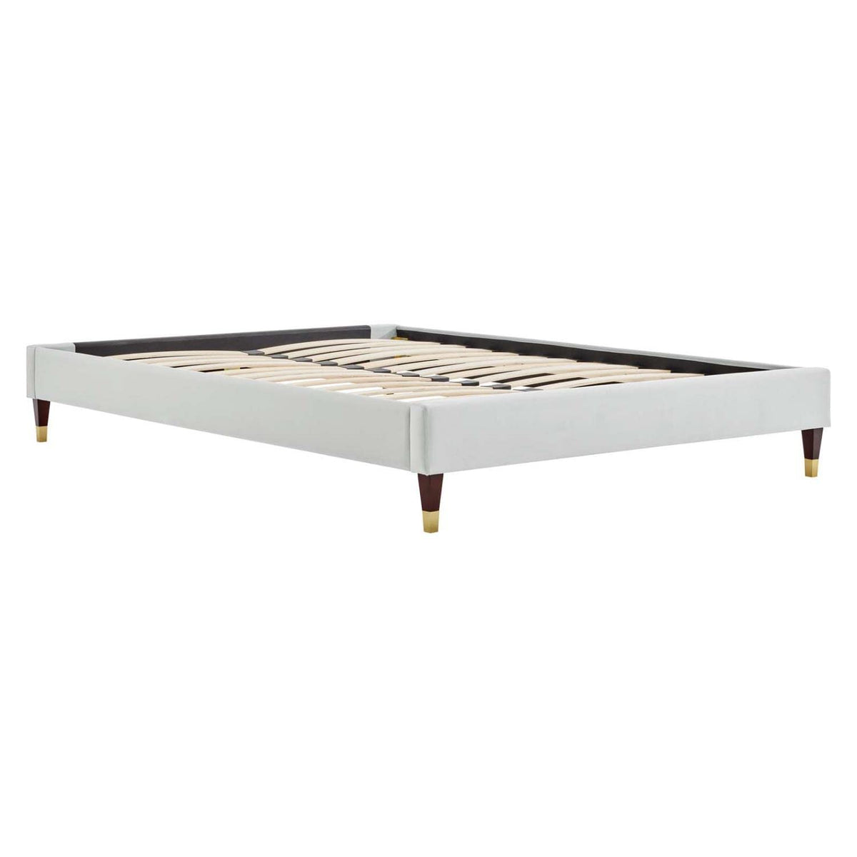 Modway Harlow King Performance Velvet Platform Bed Frame In Light Gray