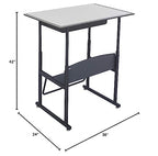 Safco Products AlphaBetter Adjustable-Height Desk, 1209GR, 36" W x 24" D Premium Desktop, Book Box, Swinging Footrest Bar