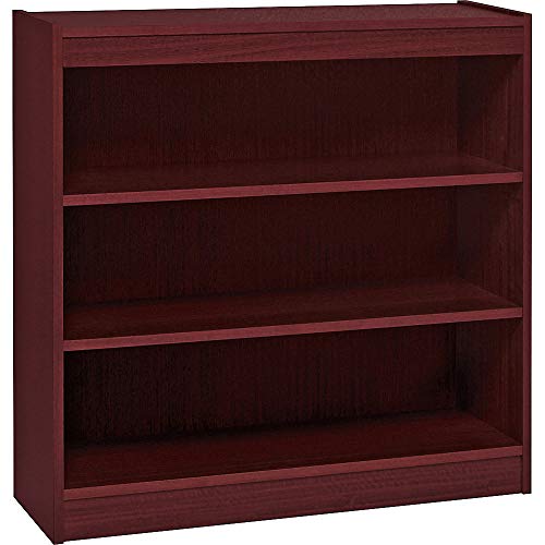 Lorell 3-Shelf Panel Mahogany Bookcase, 36&quot; x 12&quot; x 36&quot;