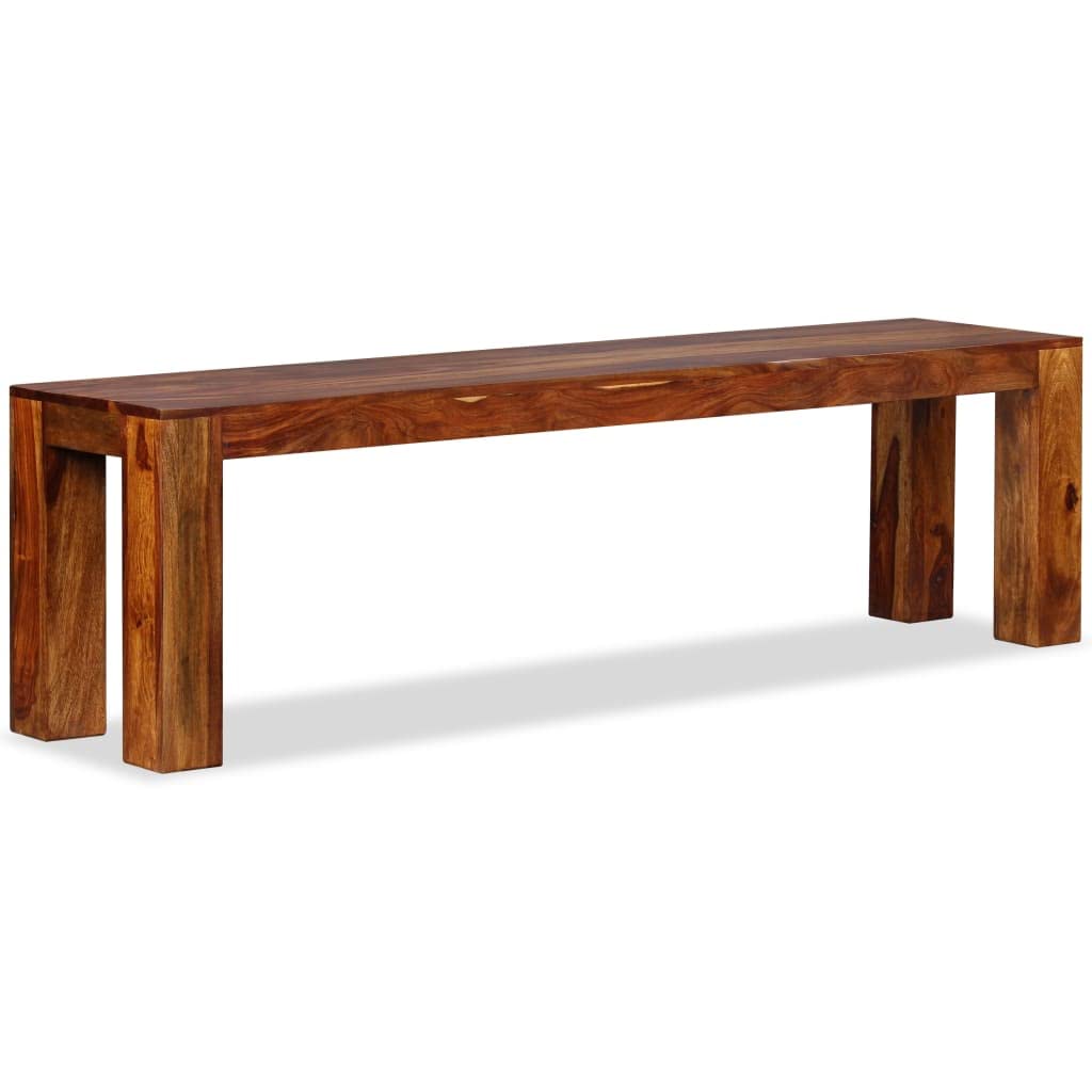 vidaXL Solid Sheesham Wood Bench with Honey Finish, Stylish Wooden Seat with Robust Construction, Easy Assembly, 63&quot;x13.8&quot;x17.7&quot;, Perfect for Modern and Industrial D?or
