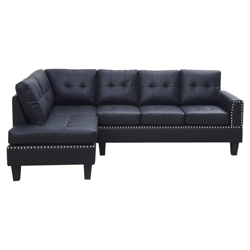 Acme Jeimmur 2-Piece Faux Leather Sectional Sofa with Nailhead Trim in Black