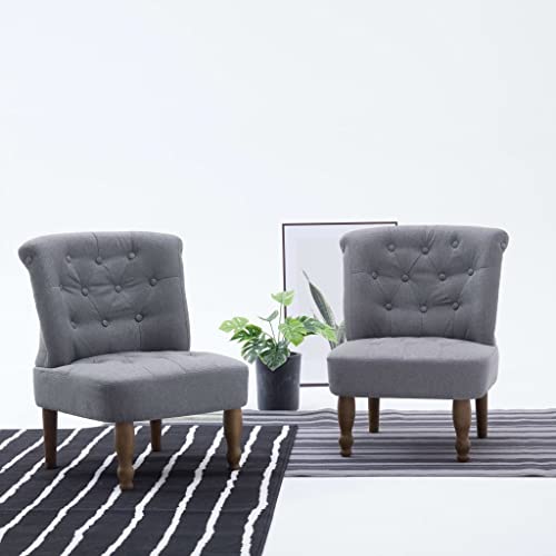 vidaXL Chair 2 Pcs, Accent Dining Chair with Wood Legs, Upholstered Fabric Club Chair for Home Dining Room Living Room Bedroom, Green Fabric