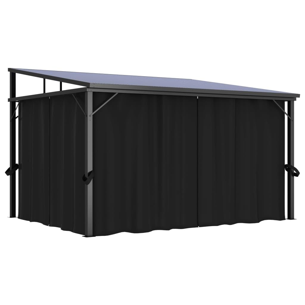 "Vidaxl Gazebo With Curtains - Uv-Resistant Pvc Roof - Aluminum And Steel Construction - Anthracite - 13.3'X9.6'X8' - Outdoor Event Shelter"