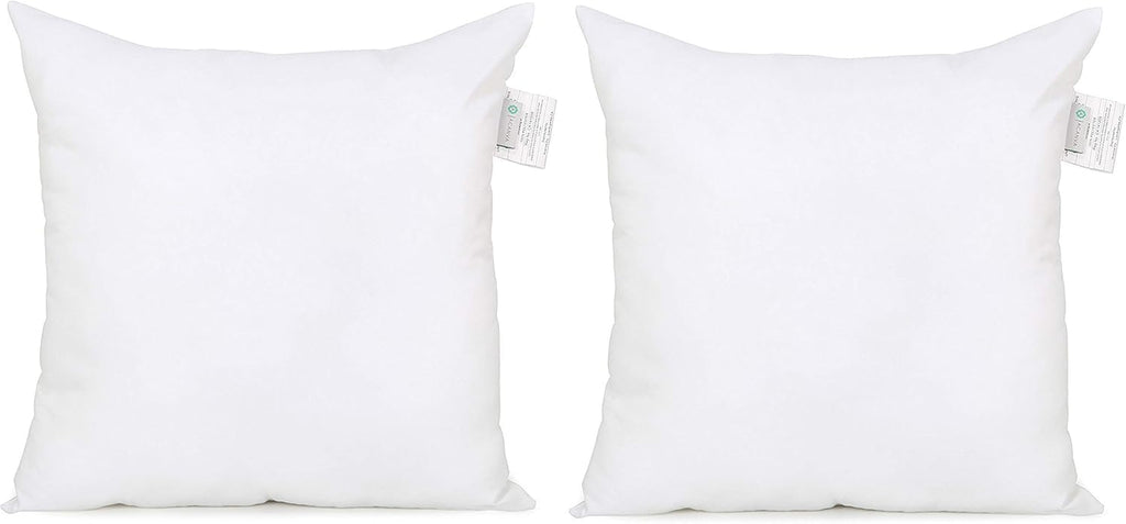 Acanva Down Alternative Throw Pillow Inserts Hypoallergenic Square Soft Form Stuffer Decorative Cushion Sham Filler, 2 Count (Pa