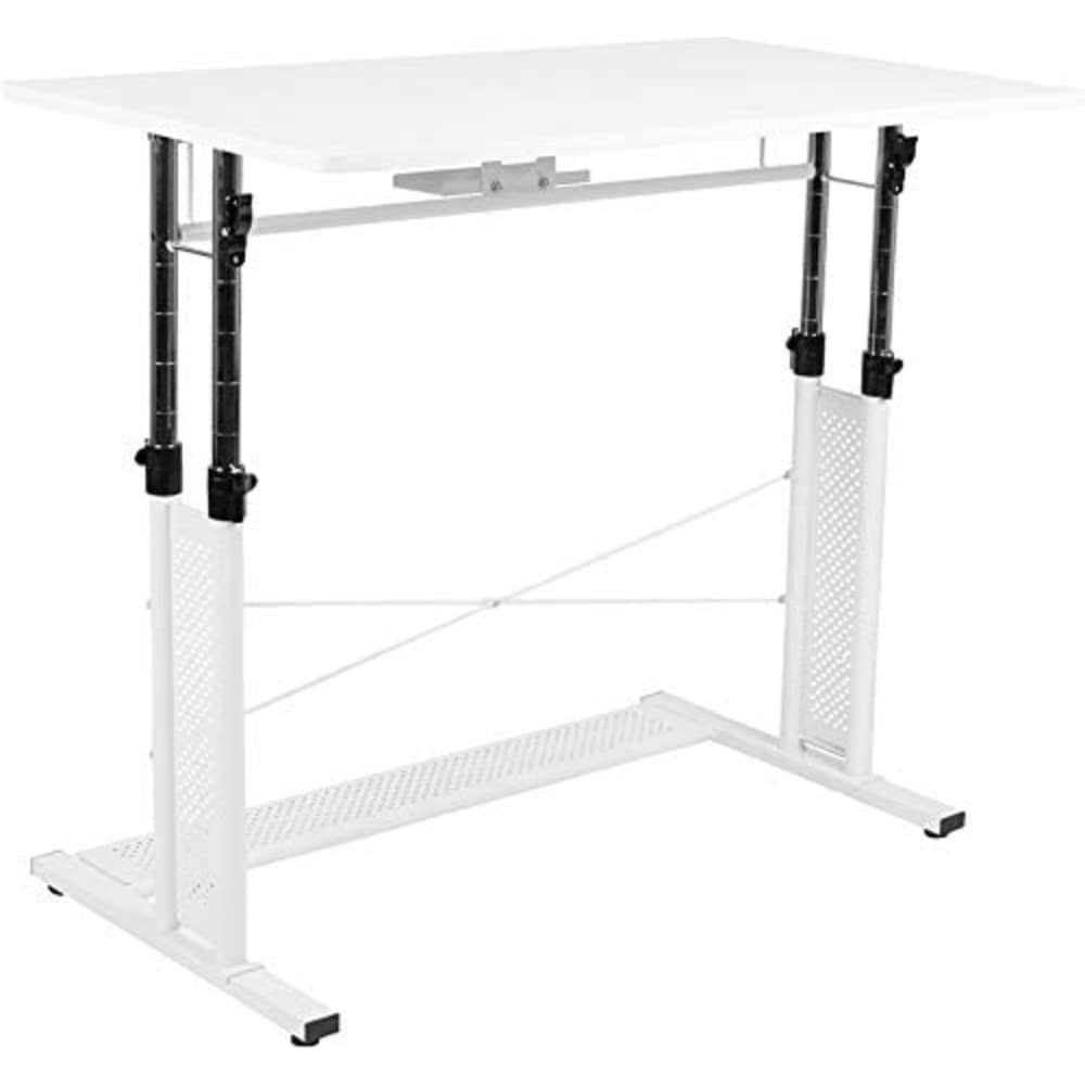 Flash Furniture Fairway Height Adjustable (27.25-35.75&quot;H) Sit To Stand Home Office Desk - White