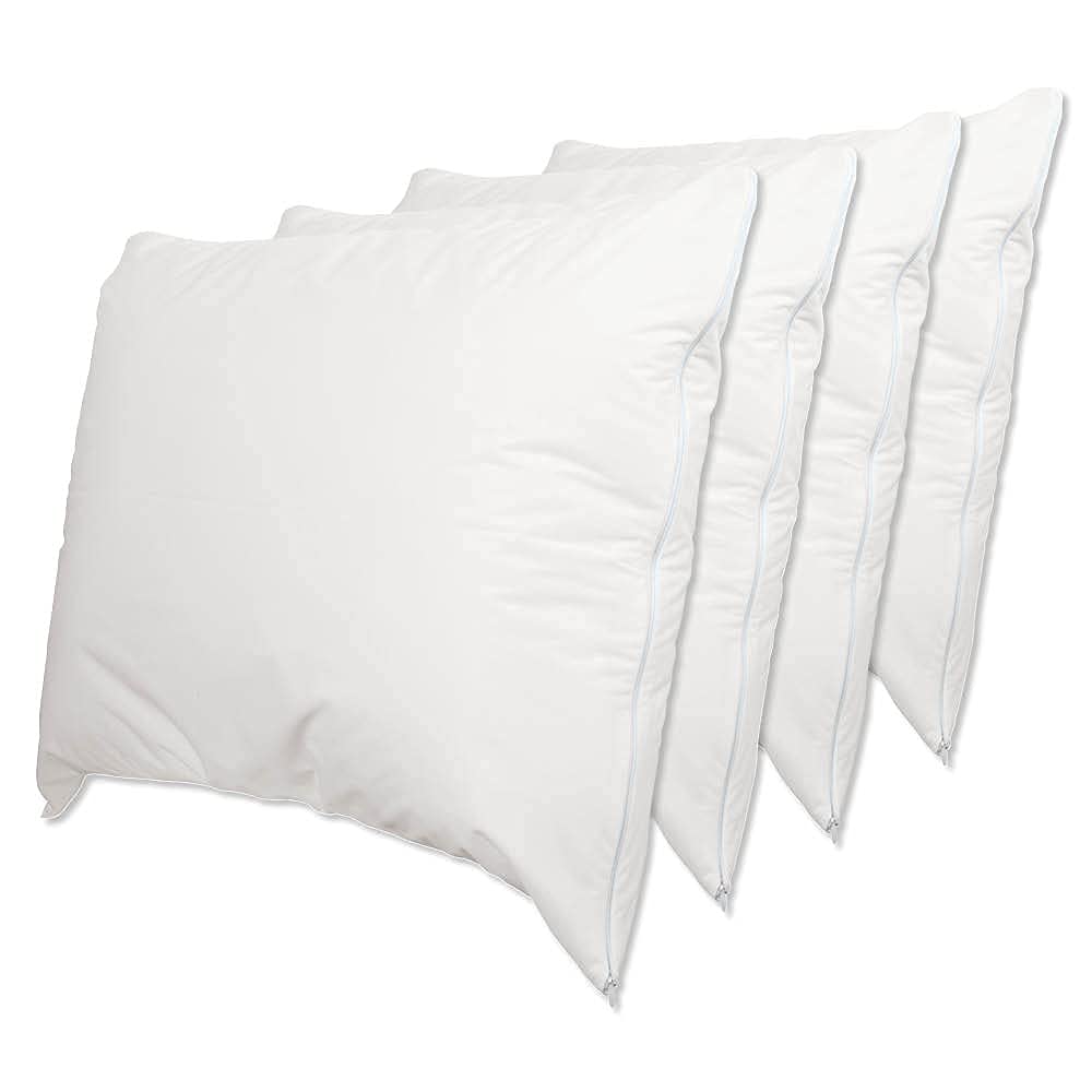 Forpro Professional Collection Premium Waterproof Pillow Protectors, Standard Size Pillow Cases With Zipper, Natural, 4-Count