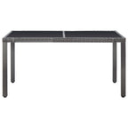 vidaXL Outdoor Dining Set - 7 Piece Poly Rattan Gray Patio Furniture with Tempered Glass Table Top, Removable Cushions, and Unique Open Weave Pattern