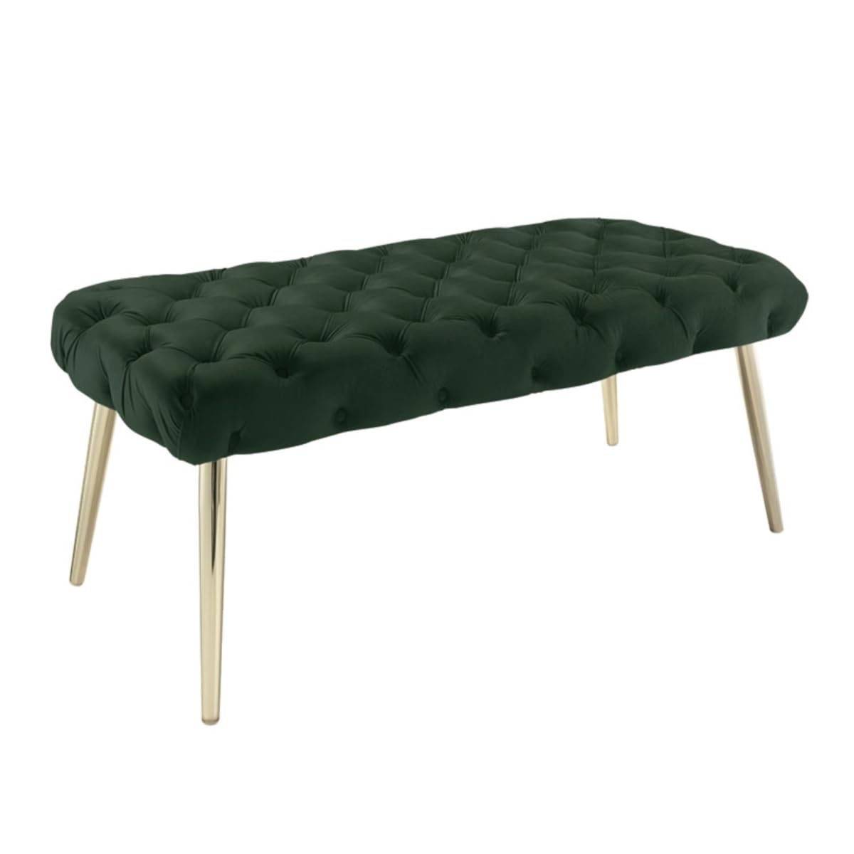 HomeRoots 490971 20.5 x 20.9 x 48.4 in. Hunter Green & Gold Upholstered Upholstery Bedroom Bench