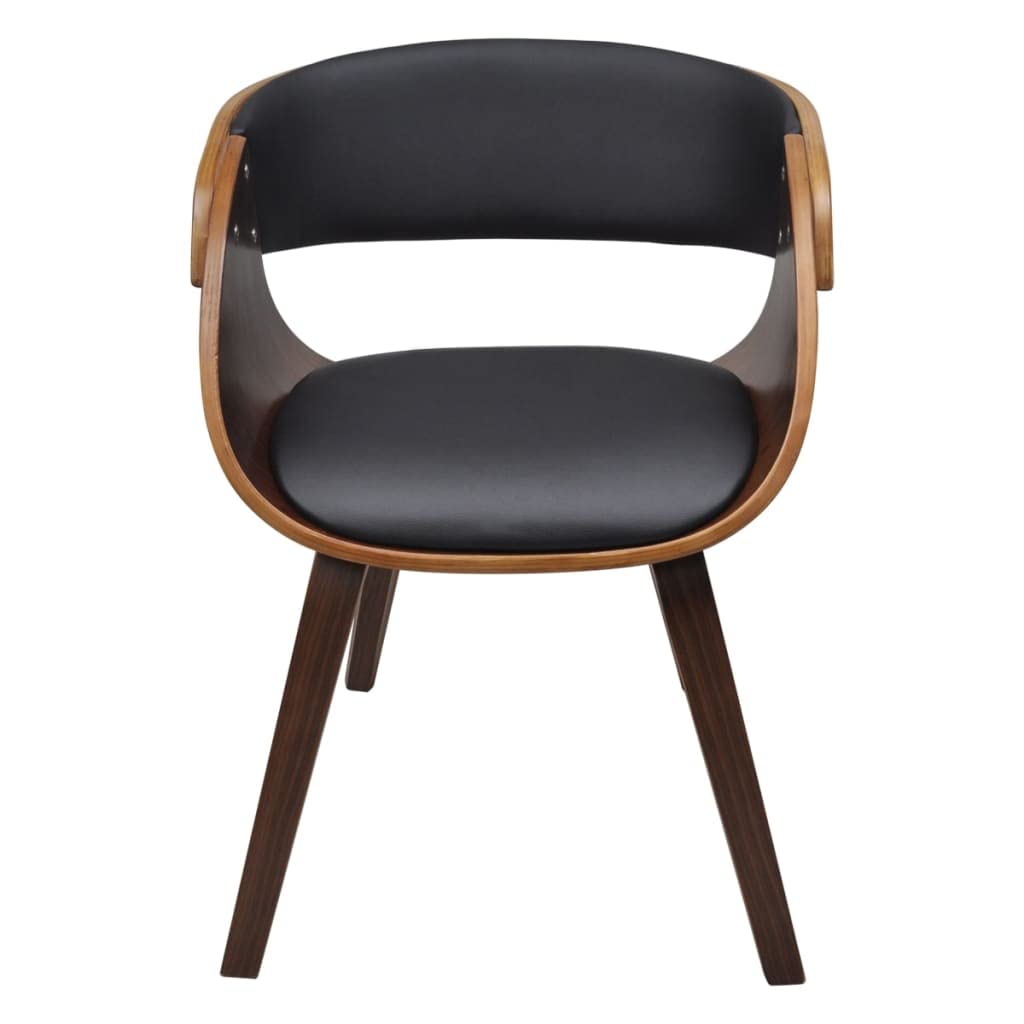vidaXL Elegant Dining Chair with Solid Wooden Frame - Faux Leather Upholstered Seat - Black and Dark Brown Finish - Comfortable and Stylish Seating Solution for Your Dining Room or Lounge Area