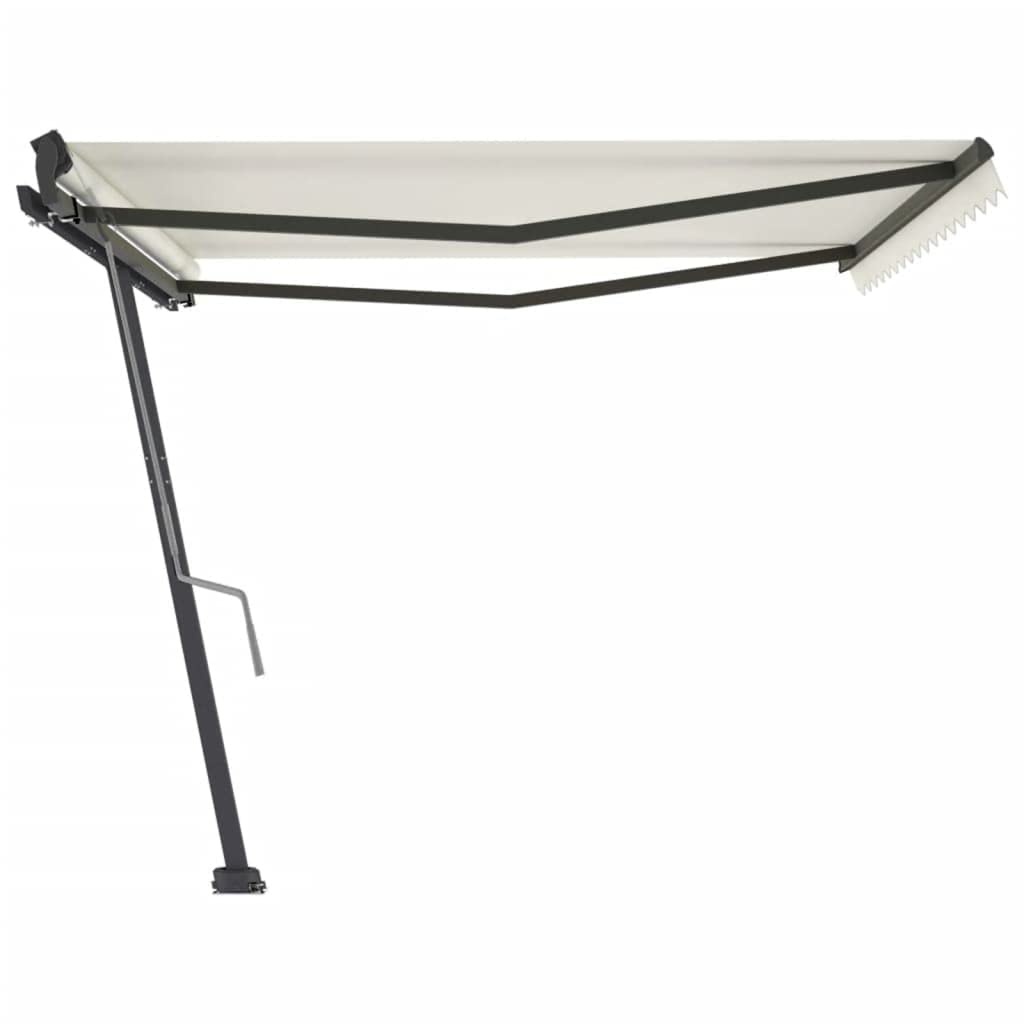 vidaXL Manual Retractable Awning 157.5&quot;x118.1&quot;- Freestanding Outdoor Patio Shelter, Rust-Resistant Powder-Coated Aluminum Frame, UV Water Resistant Polyester Fabric with PU Coating, Cream/Anthracite