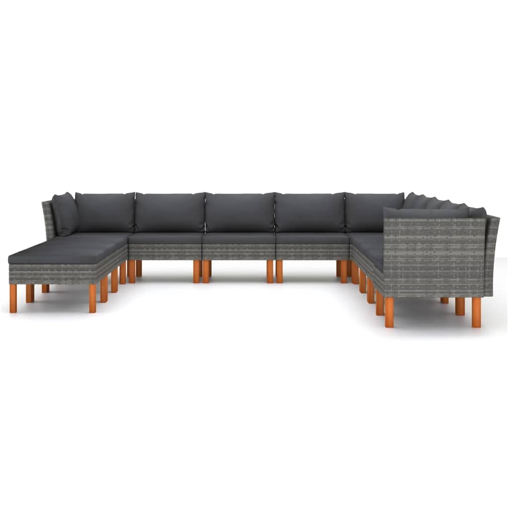vidaXL Patio Lounge Set 12 Piece, Sectional Sofa for Outdoor Garden Yard, Patio Furniture with Cushions, Footrest, Farmhouse Modern Style