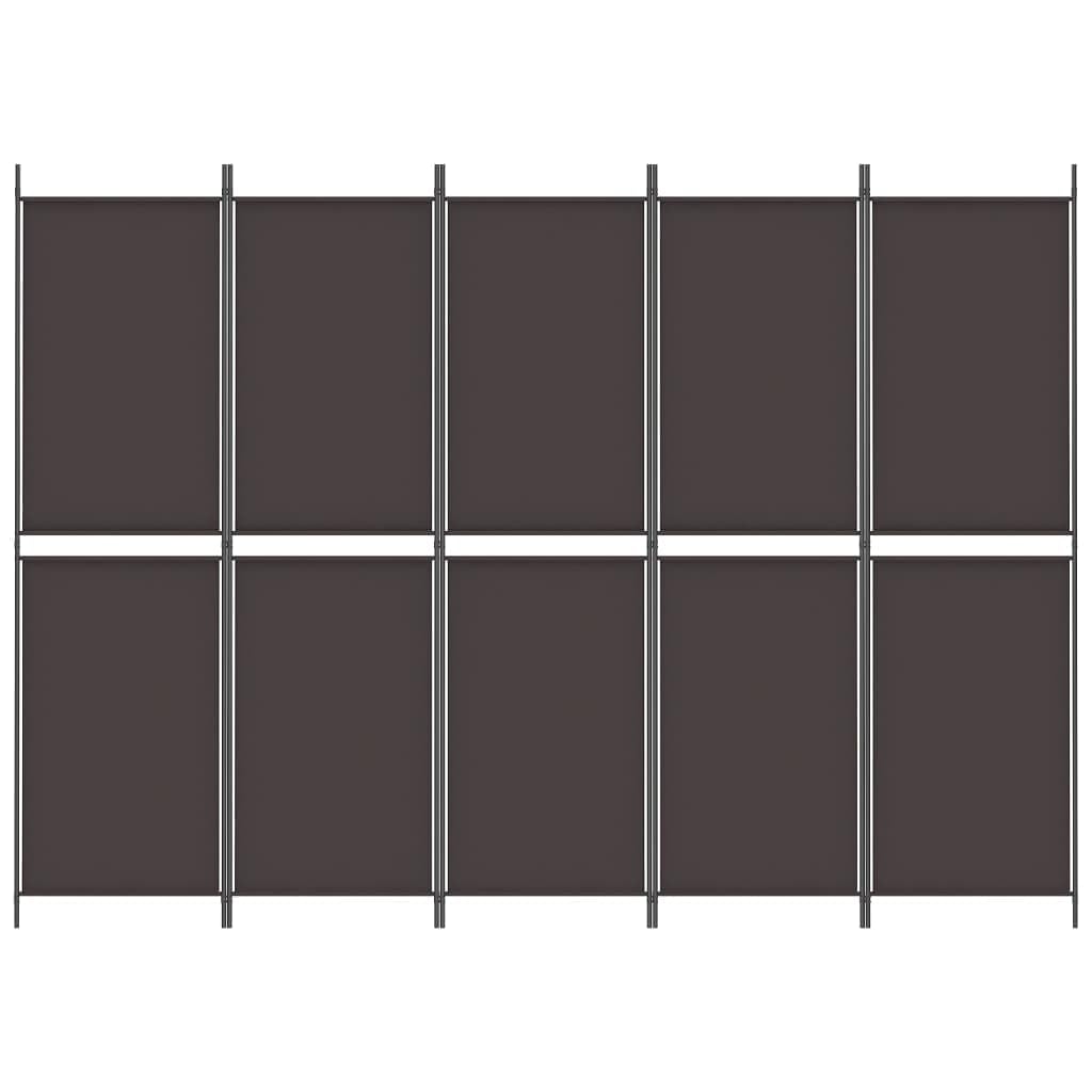 vidaXL 5-Panel Room Divider Brown – Durable 100% Polyester Fabric Room Partition – Functional Foldable Design – Ideal for Living Room, Bedroom and Office Space Divider