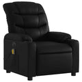 vidaXL Black Faux Leather Electric Recliner Chair - Motorized Lounge Seat with Cup Holders, Side Pocket, 6-Point Vibration Massage