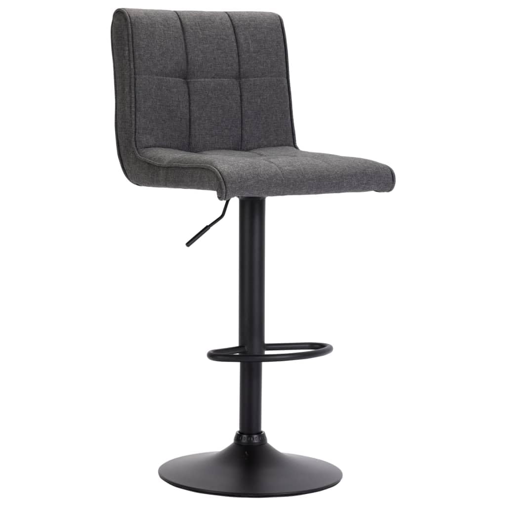 vidaXL Dark Gray Fabric Bar Stool - Adjustable Height Swivel Pub Chair with Built-in Footrest and Ergonomic Design, Perfect for Bar or Dining Area Use