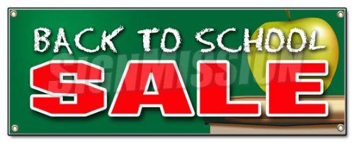 Back To School Sale Banner Sign Boys Girls Clothes Save Sale Discount Fall Big