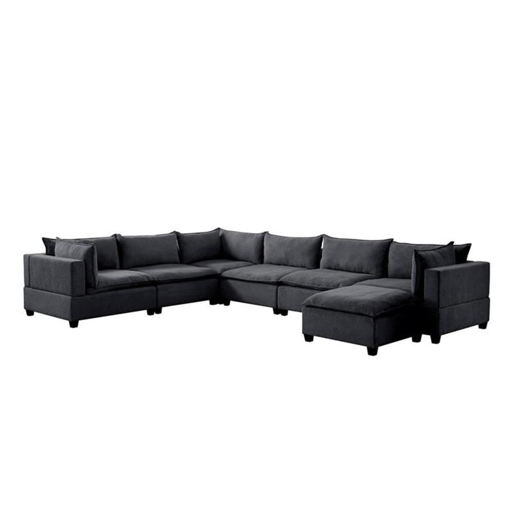 Lilola Home Madison Dark Gray Fabric 7 Piece Modular Sectional Sofa Chaise