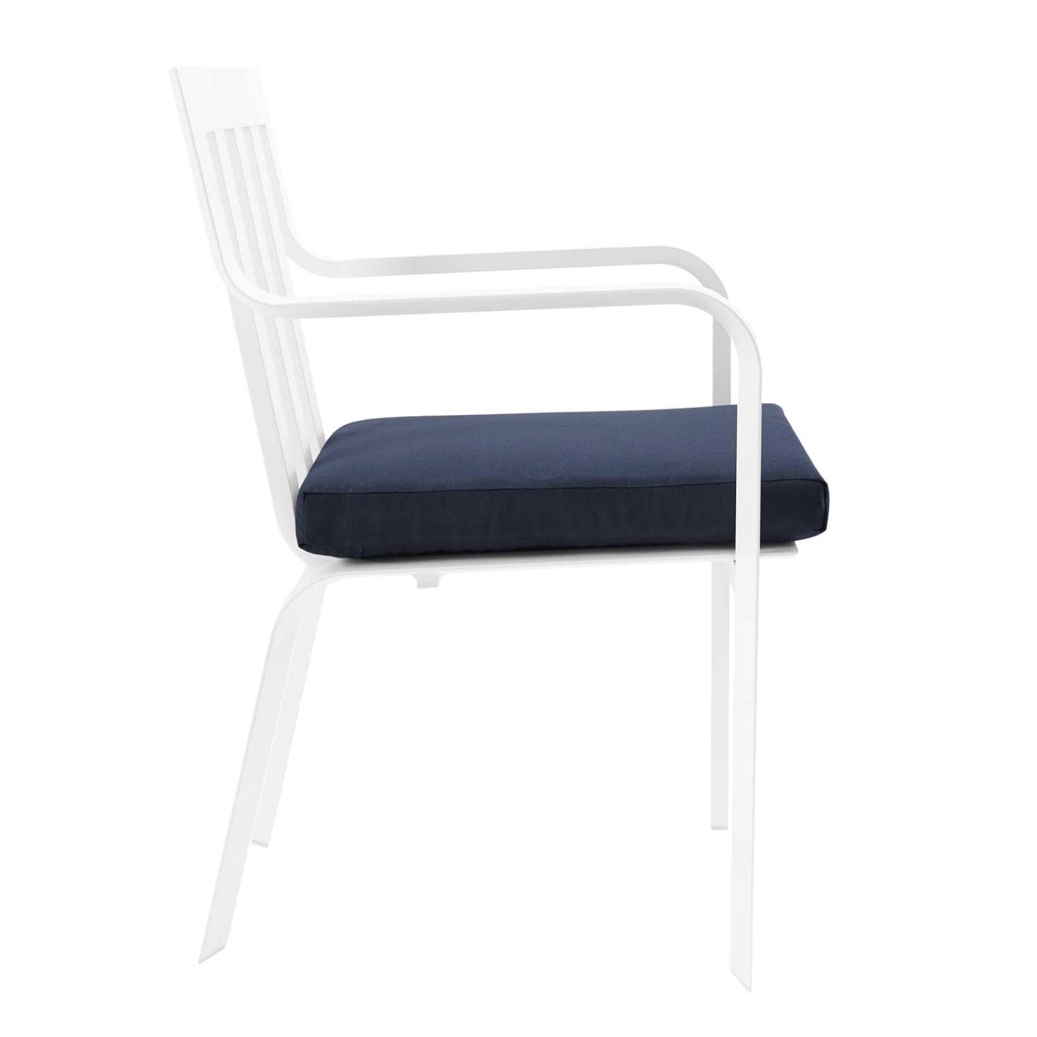 Modway Baxley 32" Modern Fabric Outdoor Patio Armchair In White/Navy (Set Of 2)