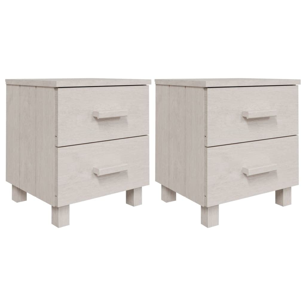 vidaXL - White Solid Pinewood Bedside Cabinets HAMAR - 2 pcs, Compact Nightstands with Drawers, Decor Display Tabletop, 15.7x13.8x17.5