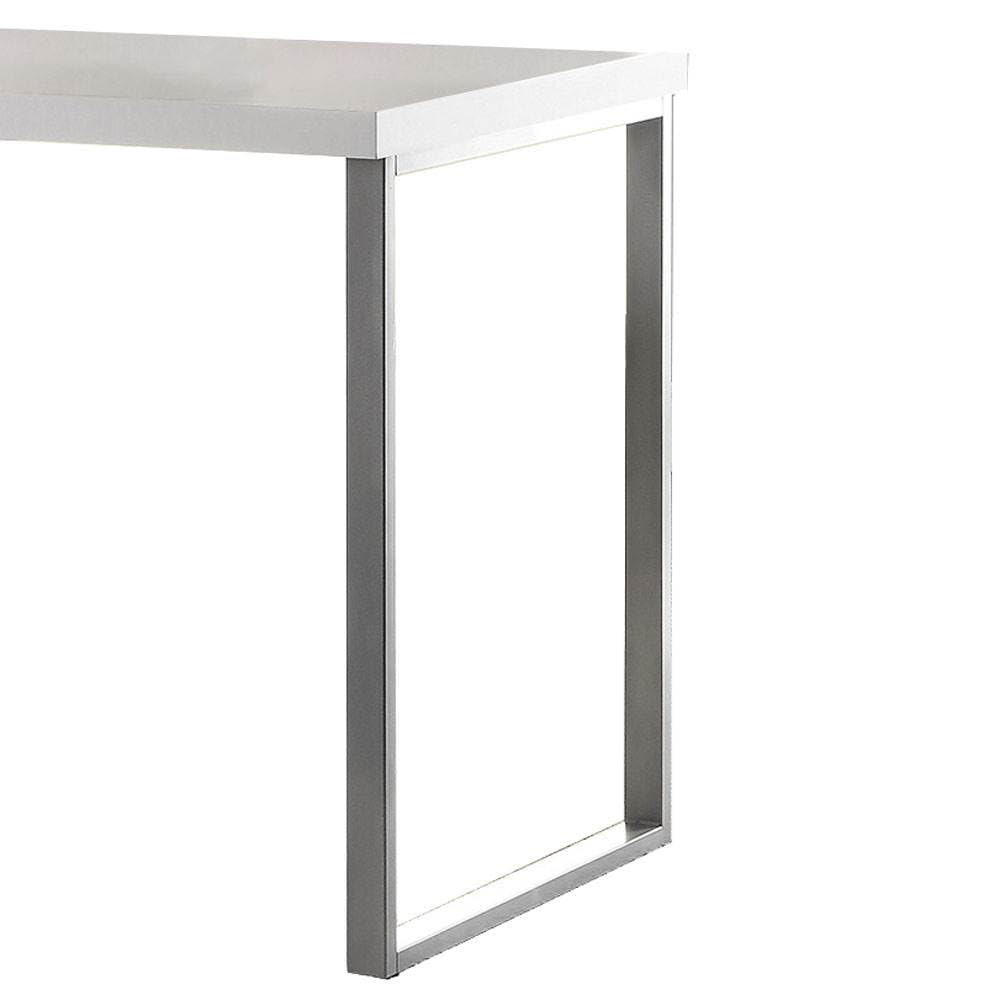 Coaster Home Furnishings Brennan Modern Contemporary Home Office 3-Drawer Writing Desk with Drawers Computer Desk Study Table File Cabinet Storage Silver Metal Frame White 800325