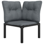 vidaXL Outdoor Poly Rattan Footstool - Weather-Resistant, Modular Design, Powder-Coated Steel Frame, Thickly Padded Cushion - Color: Black/Gray
