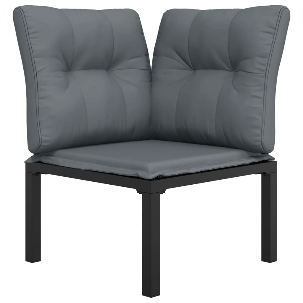 vidaXL Outdoor Poly Rattan Footstool - Weather-Resistant, Modular Design, Powder-Coated Steel Frame, Thickly Padded Cushion - Color: Black/Gray