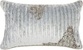 HomeRoots Grey Cotton Periwinkle Embellished Lumbar Pillow