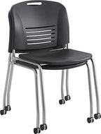 Safco Products 4291BL Vy Straight Leg Stack Chair with Casters, (Qty. 2), Black