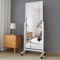 AISUNDY Full Length Mirror Floor Mirror with Wheels, 64x22, Large Standing Mirror Tilting Mirror Swivel Mirror with Wood Frame &