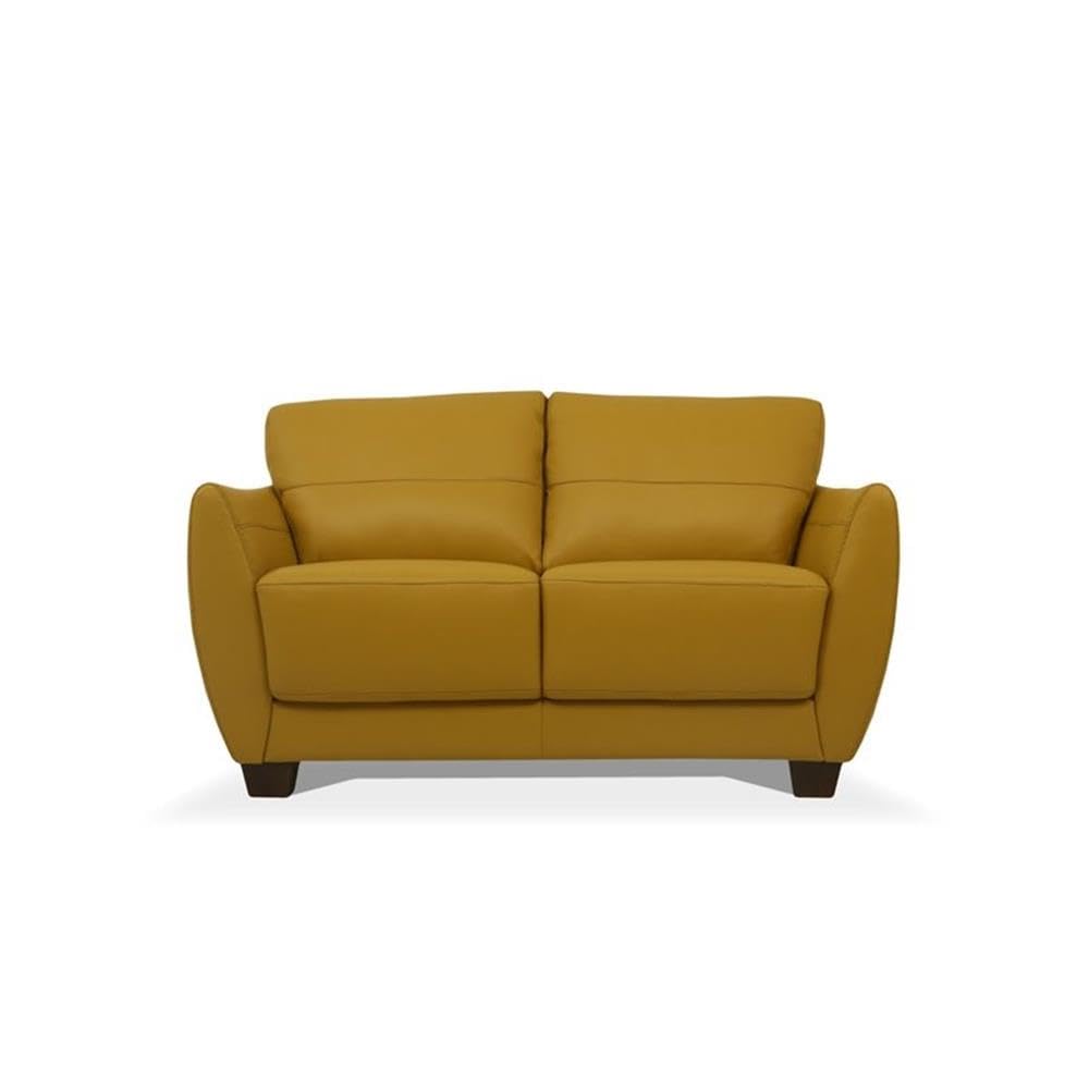 Acme Valeria Leather Loveseat in Mustard