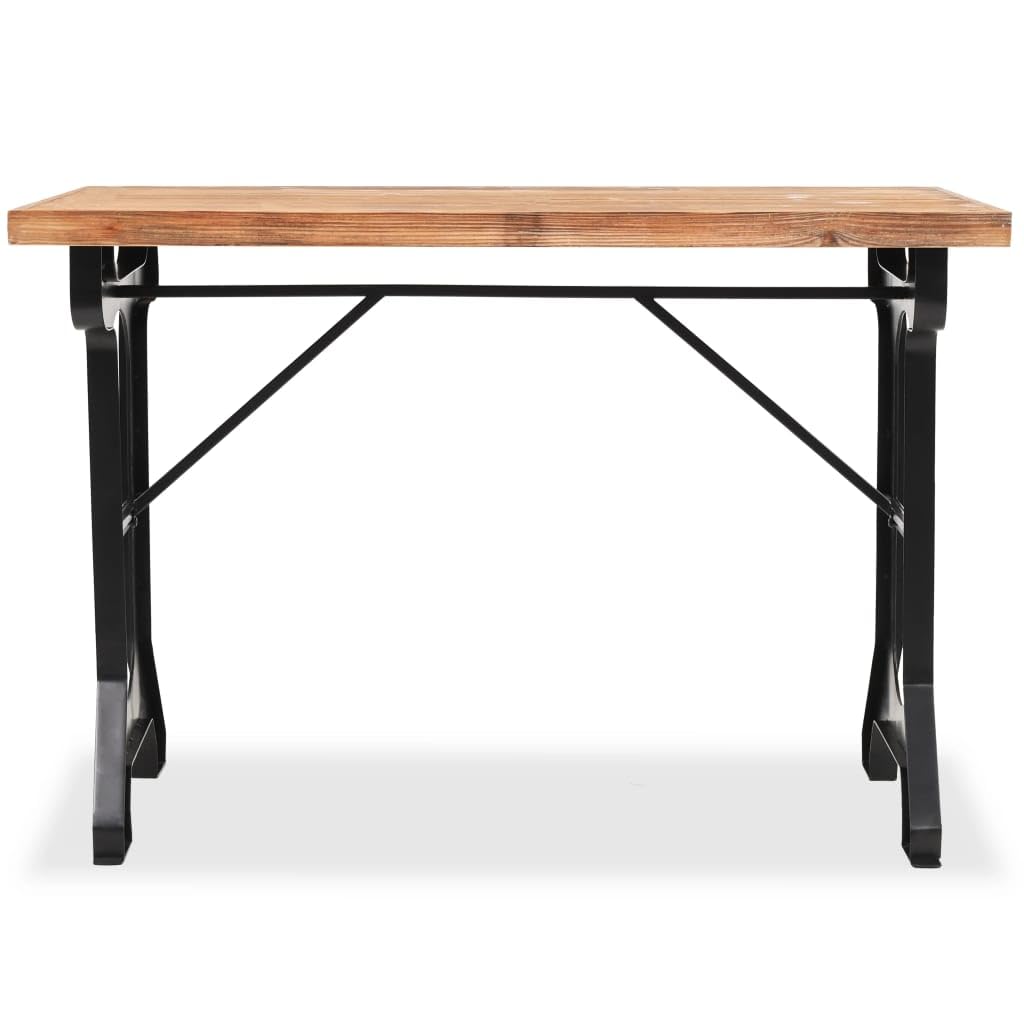 vidaXL Dining Table with Solid Fir Wood Top 48&quot;x25.6&quot;x32.3&quot; – Antique Style Table with Industrial Charm – Multi-Functional Dining/Writing/Computer Desk - Brown and Black