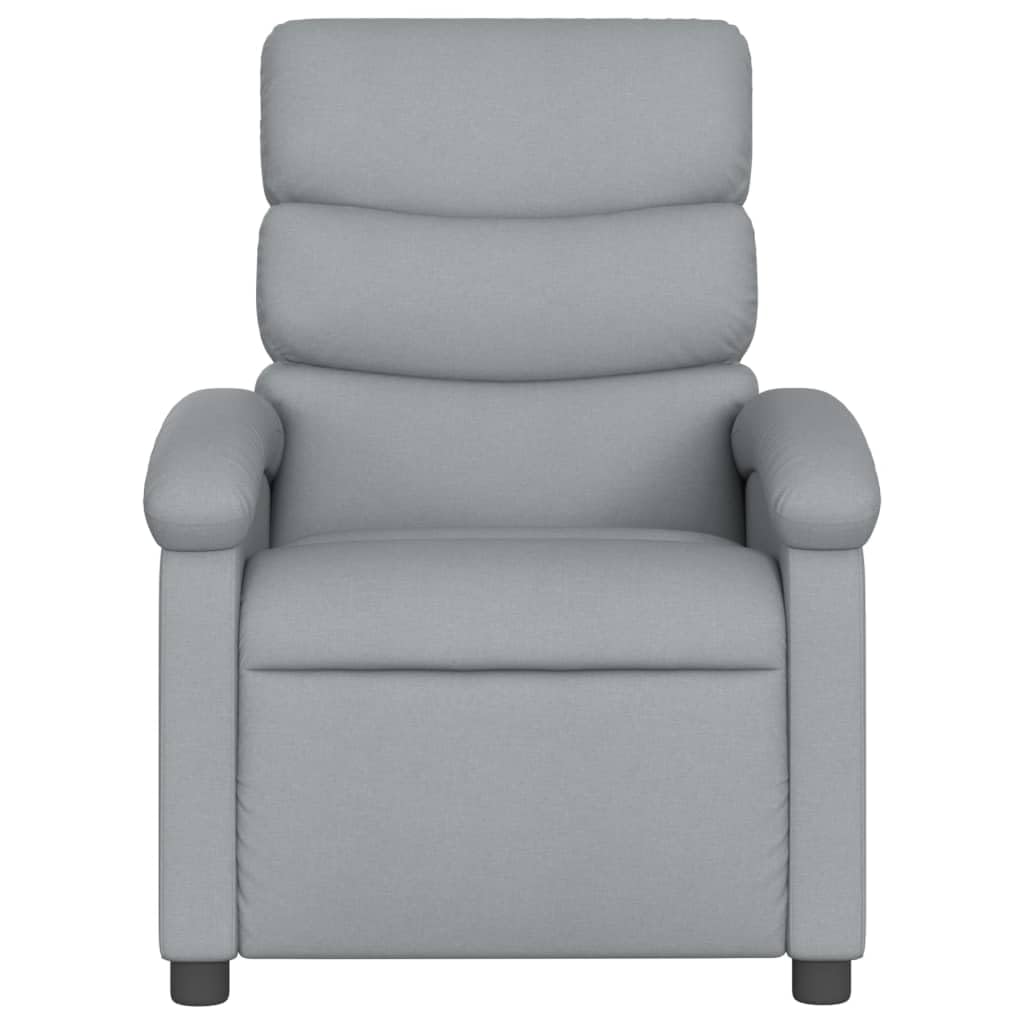 vidaXL Massage Recliner Chair - Manual Vibrating - Light Gray Fabric, Cozy Seat, Adjustable Backrest, Solid Wood & Metal Frame