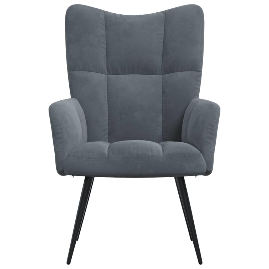 vidaXL Relaxing Chair, Dark Gray Velvet Upholstery, Modern Styling, Thick Foam Padding, with Steel Frame for Indoor Use - Living Room, Office Reading Area, or Lounge