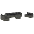 vidaXL Patio Lounge Set 9 Piece with Cushions Garden Outdoor Lawn Yard Terrace Balcony Seat Seating Sofa Lounge Set Furniture Poly Rattan Gray