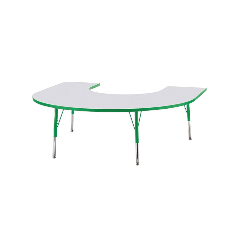 Jonti-Craft Berries 6445JCA119 Horseshoe Activity Table, A-Height (24&quot;-31&quot; Adjustable Height), 66&quot; x 60&quot;, Gray/Green/Gray