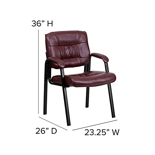 Flash Furniture Haeger LeatherSoft Tufted Executive Reception Chair with Padded Armrests, Upholstered Side Chair for Living Room or Office, Burgundy