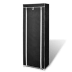 vidaXL 8-Tier Fabric Shoe Cabinet with Cover - Space-Saving Shoe Organizer, Dust-Proof, Lightweight and Portable, Black, Hold Up to 20 Pairs of Shoes, 22" x 11" x 64"