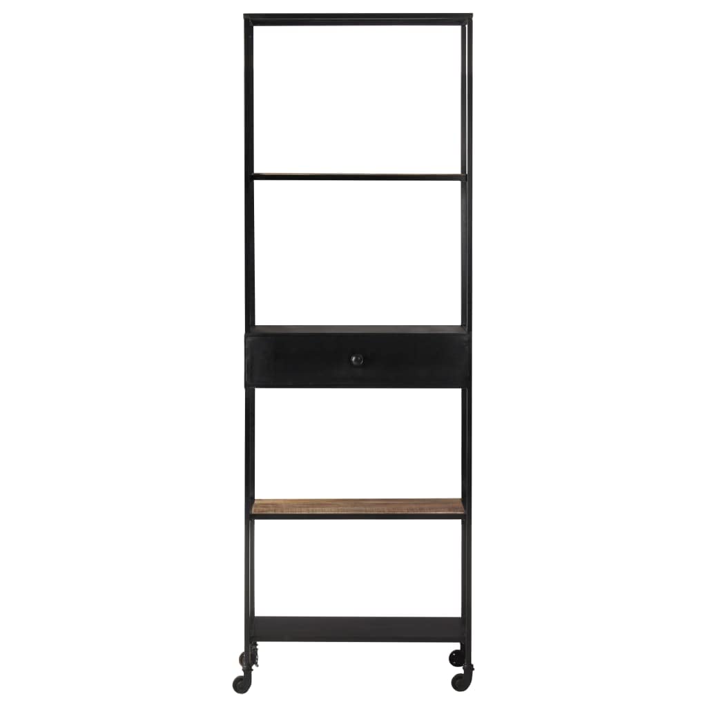 vidaXL Bookshelf, Storage Cabinet with 3 Doors Bookcase, Storage Shelf for Office Living Room, Shelving Unit, Industrial, Rough Mango Wood and Iron