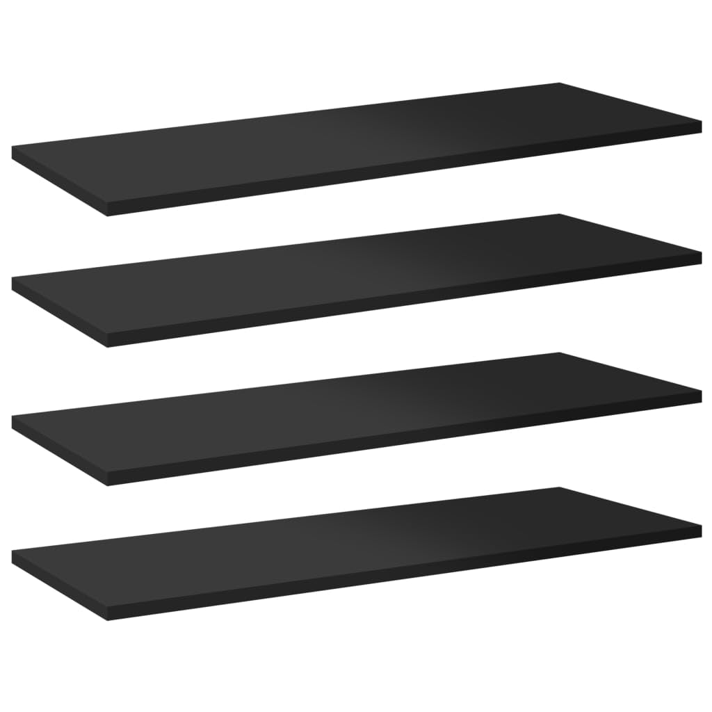 vidaXL High Gloss Black Bookshelf Boards, Engineered Wood, 31.5&quot;x11.8&quot;x0.6&quot;, Simple Design for Versatile Use, Set of 8