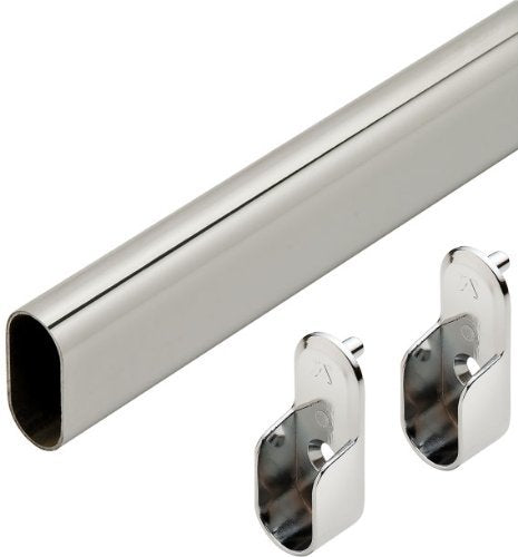 48 Polished Chrome Closet Rod With 2 End Supports