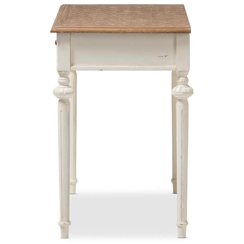 Baxton Studio Marquetterie French Provincial Weathered Oak and Whitewash Writing Desk