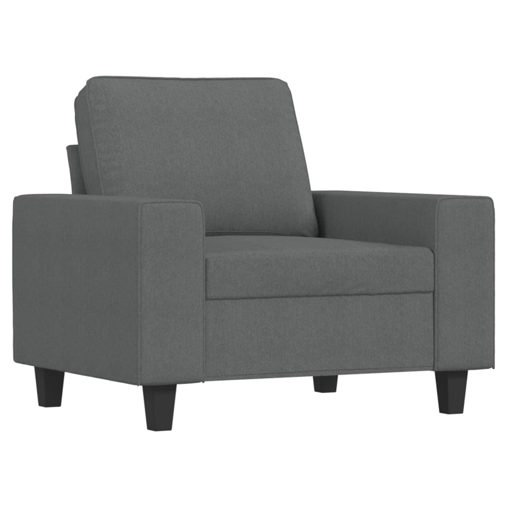 vidaXL 3 Piece Sofa Set in Dark Gray Fabric- Durable, Comfort-Focused Design with Plywood and Metal Frame Construction, Ideal for Living Room or Office Lounge Area