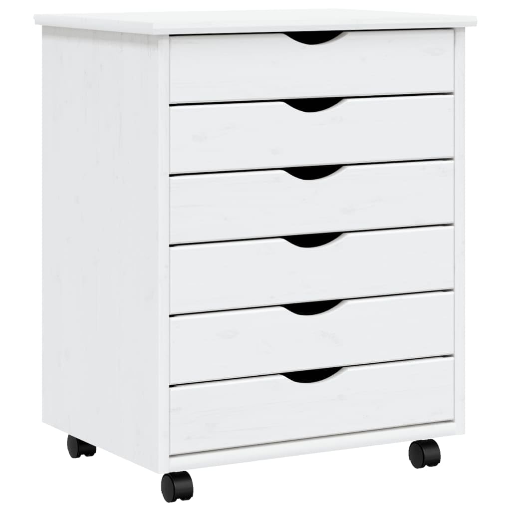 vidaXL MOSS 6-Drawer Chest, Solid Pine Wood Mobile File Cabinet, Storage Cabinet on Wheels, Chest of Drawers for Home Office, Easy Assembly & Maintenance, 20.9&quot;x15.4&quot;x25.8&quot;, White