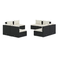 vidaXL 8 Piece Outdoor Patio Lounge Set - Poly Rattan with Comfortable Cushions in Cream and a Durable Black Frame - Modular Des