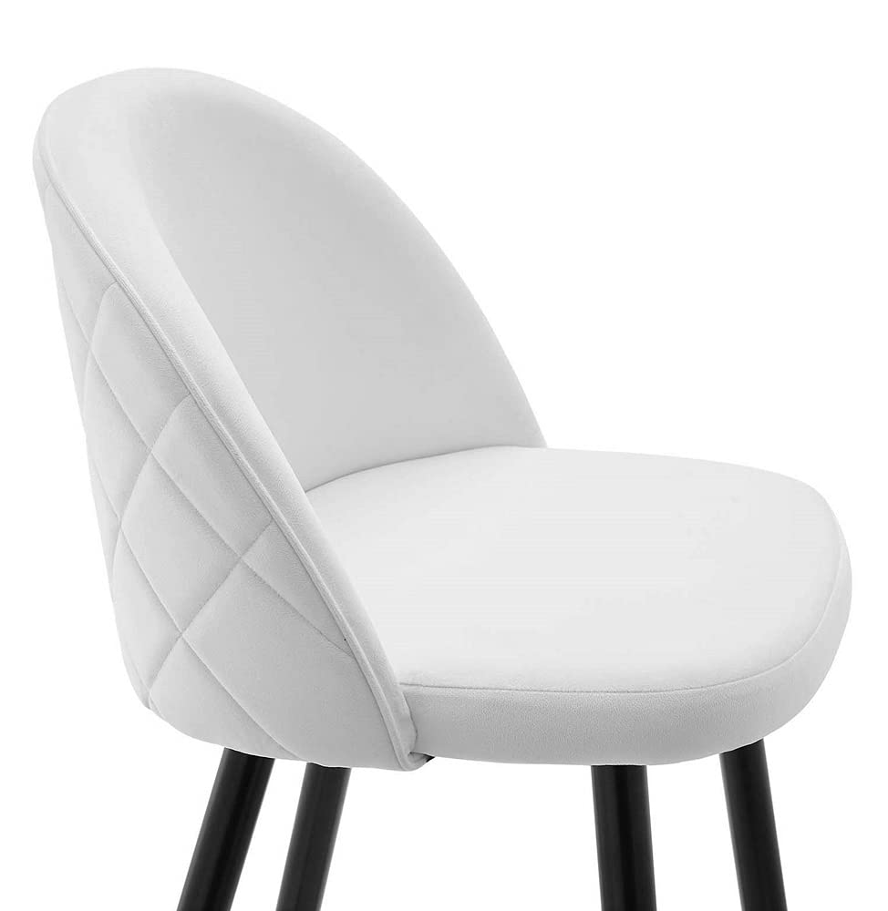 Modway Cordial Performance Velvet Dining Counter Stools in White - Set of 2